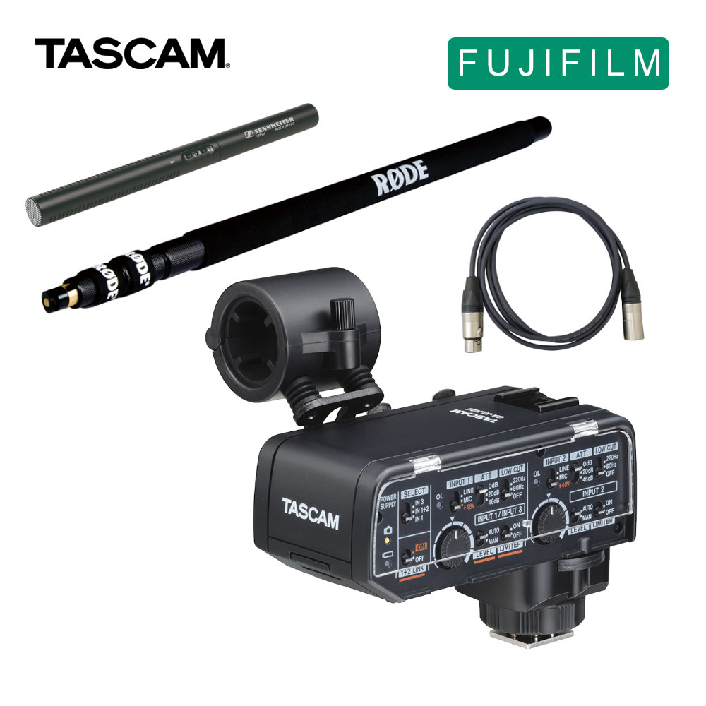 TASCAM CA-XLR2d-F カメラ用ミキサー + ガンマイク + ブームポールセット