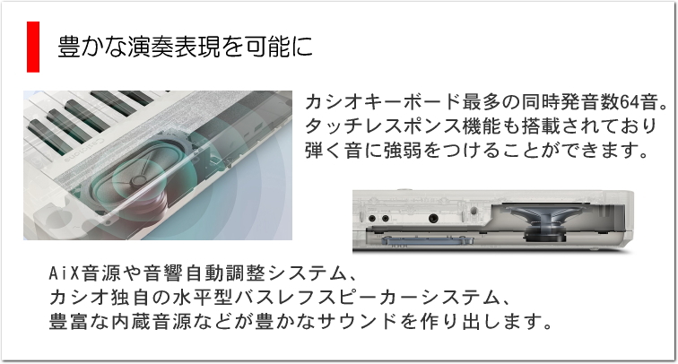 カシオ61鍵盤キーボード CT-S1 黒「電源アダプタ、譜面立て