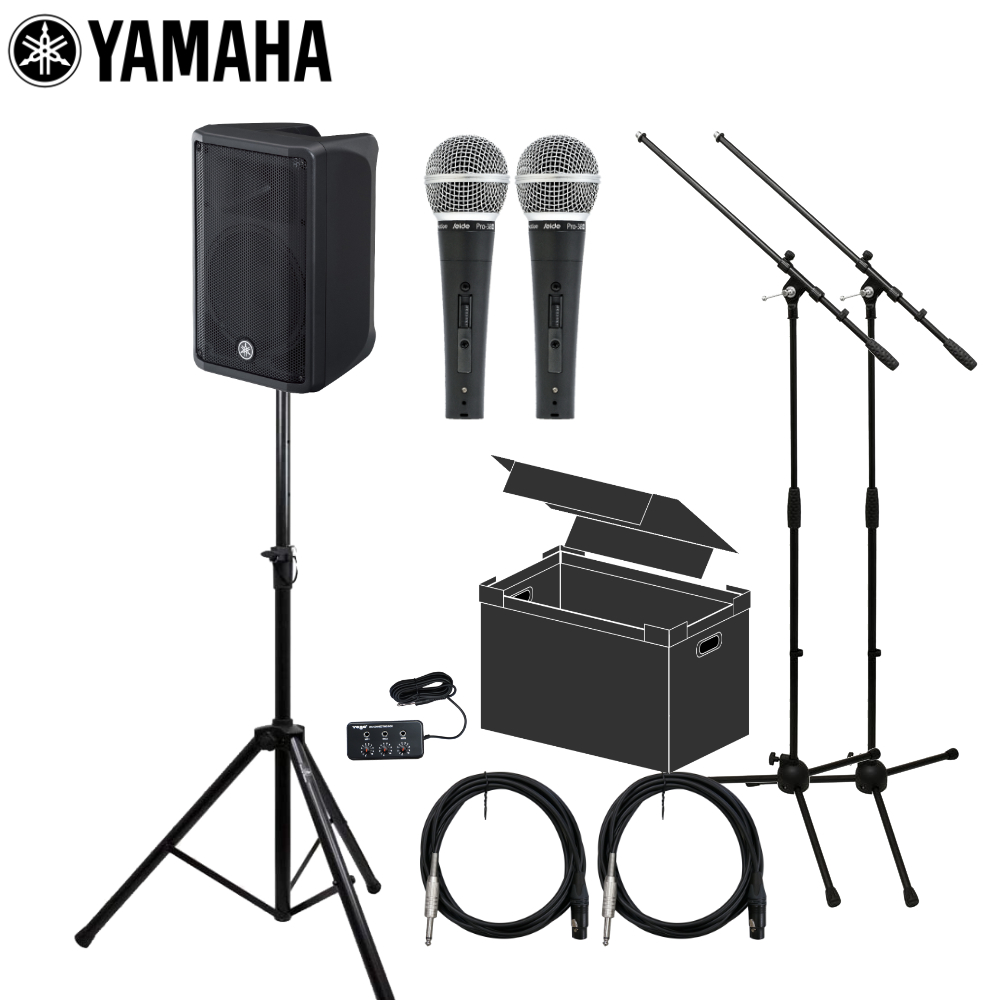 �P�[�X�t�� YAMAHA ���}�n �|�[�^�u��PA�V�X�e�� 700W �L���}�C�N2�{�Z�b�g DBR10 �X�s�[�J�[�X�^���h�t��