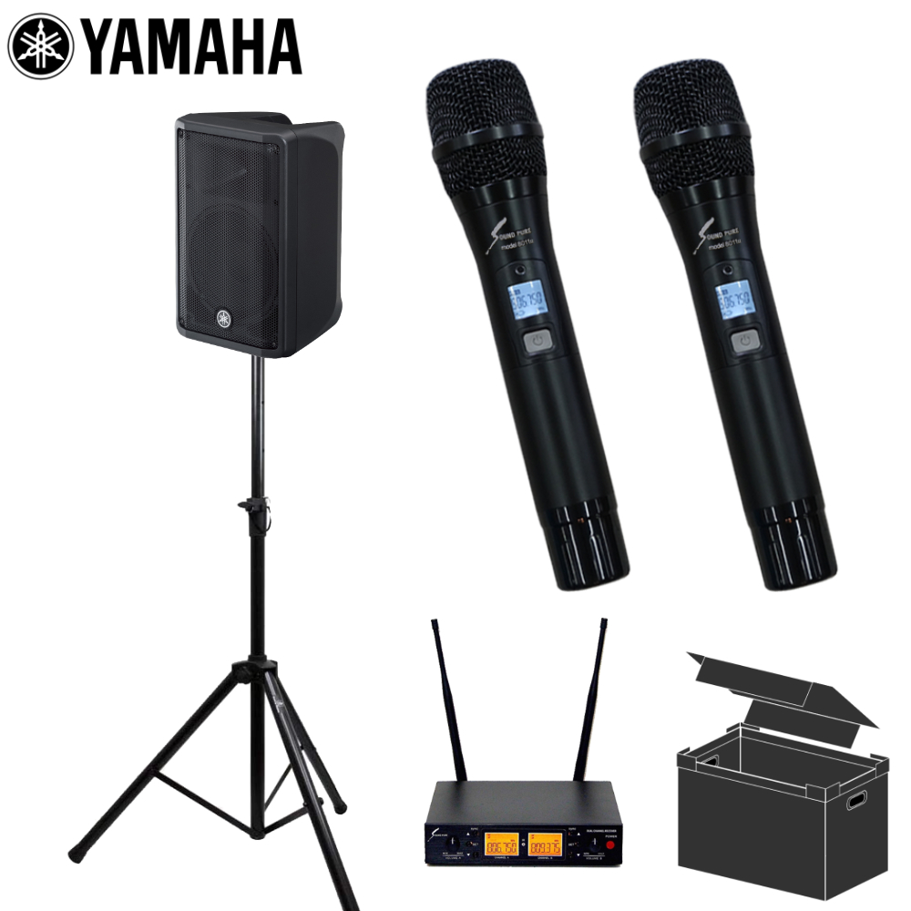�P�[�X�t�� YAMAHA ���}�n �|�[�^�u��PA�V�X�e�� 700W ���C�����X�}�C�N2�{�Z�b�g DBR10 �X�s�[�J�[�X�^���h�t��