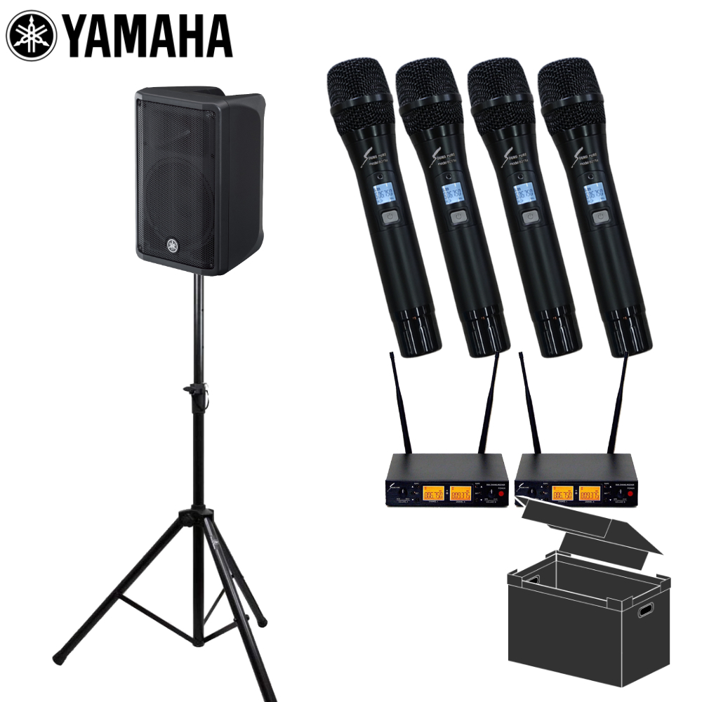 �P�[�X�t�� YAMAHA ���}�n �|�[�^�u��PA�V�X�e�� 700W ���C�����X�}�C�N4�{�Z�b�g DBR10 �X�s�[�J�[�X�^���h�t��