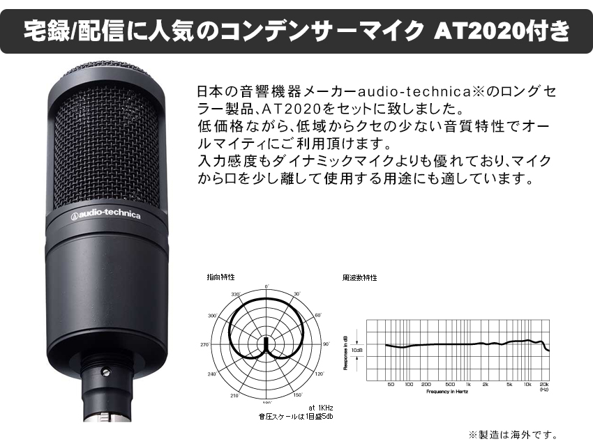 ズーム（zoom） ZOOM V3 + audio-technica AT2020 配信や宅録にお勧め