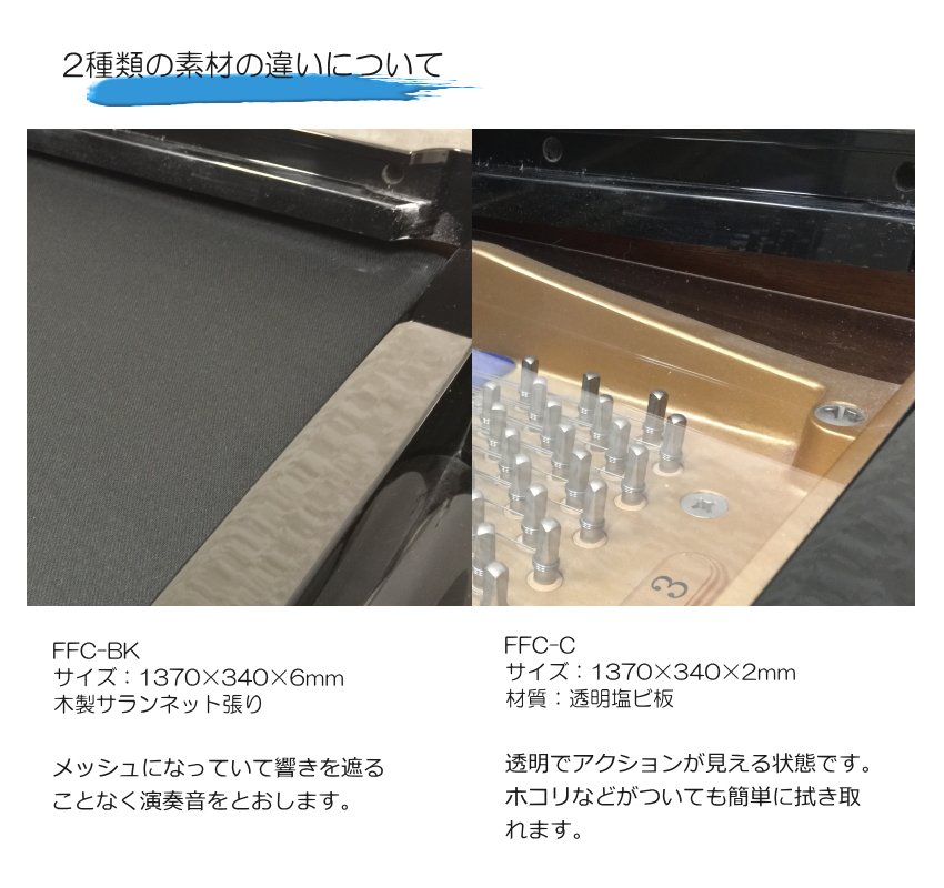 グランドピアノ フロントフレームカバー 透明(クリアー) イトマサ FFC-C 関連画像3