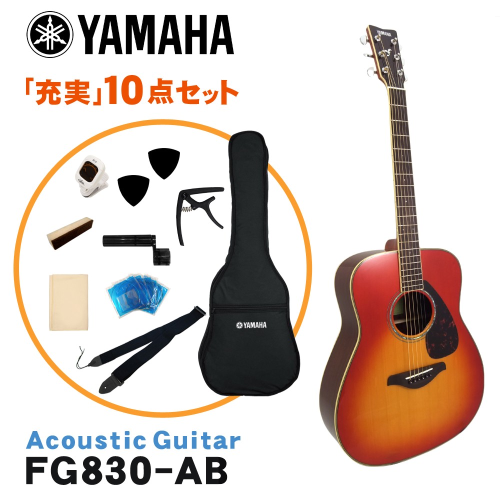 YAMAHA アコースティックギター 初心者10点セット FG830 AB ヤマハ