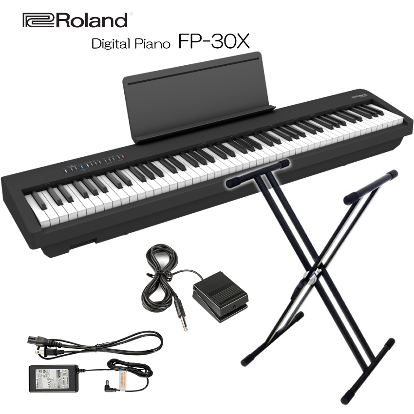 ローランド 電子ピアノ FP-30X ブラック Roland 88鍵デジタルピアノ「W