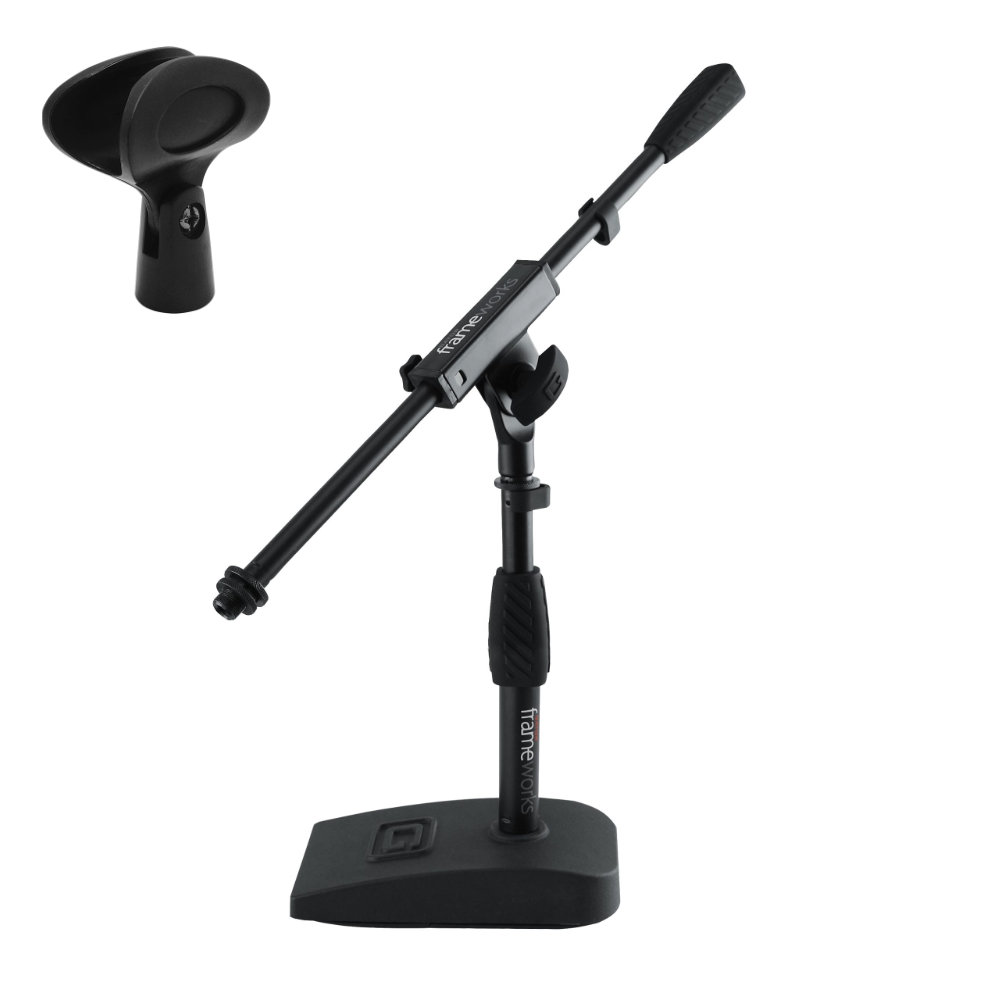 卓上 ショート ブームマイクスタンド GATOR FRAME WORKS GFW-MIC-0821 有線マイクホルダー付｜楽器のことならメリーネット