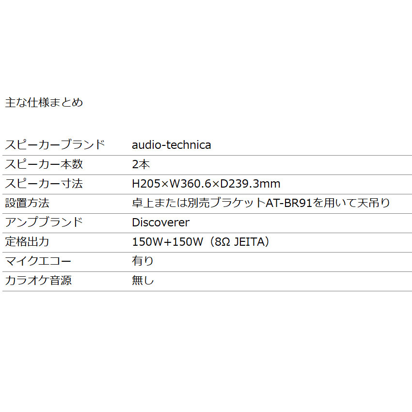 audio-technica カラオケスピーカー + 日本製カラオケアンプセット
