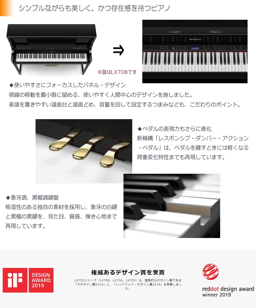 ローランド 電子ピアノ LX705【運送・設置付】ダークローズウッド