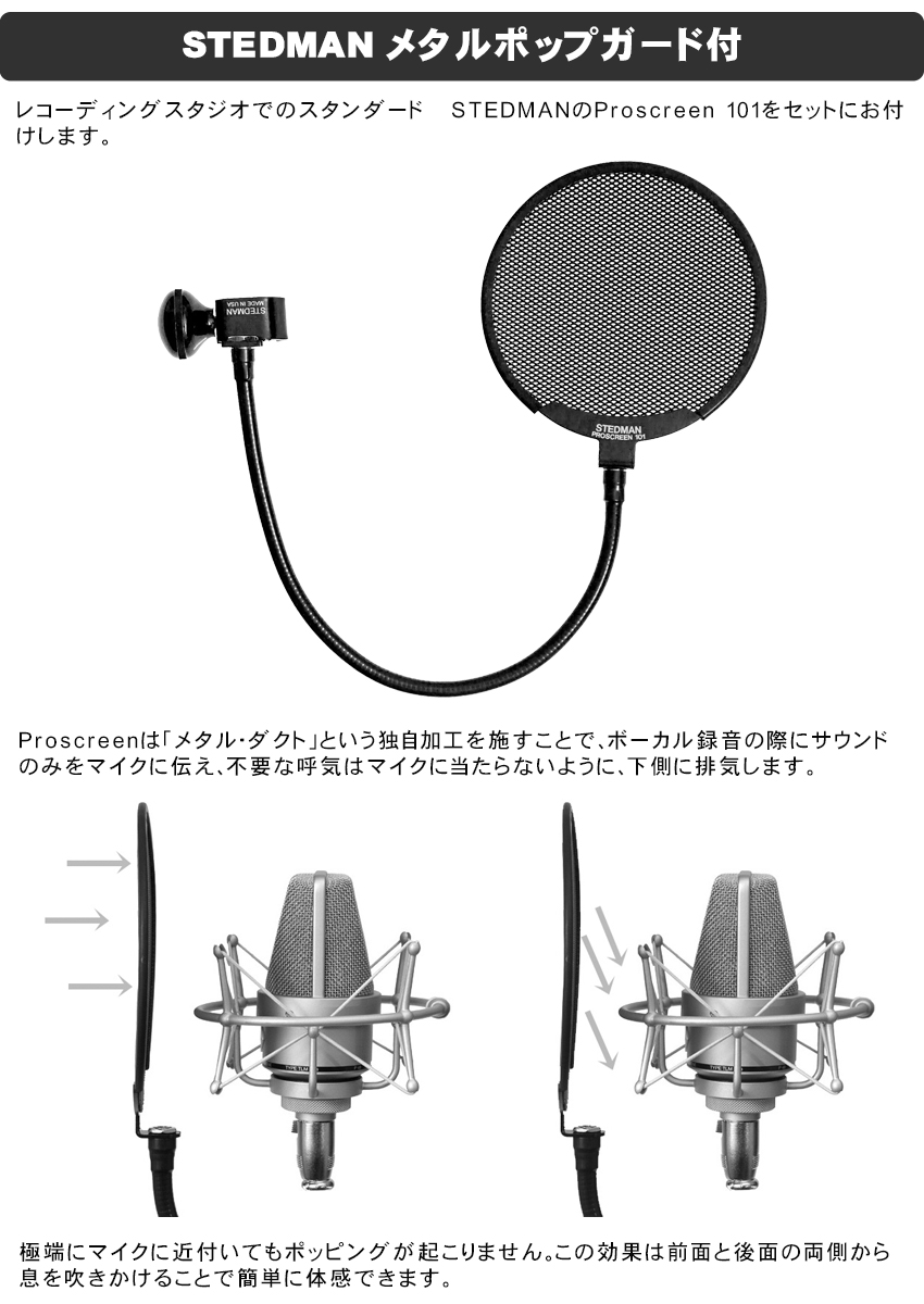 audio-technica AT2050 + STEDMAN メタルポップガード CUSTOM セット