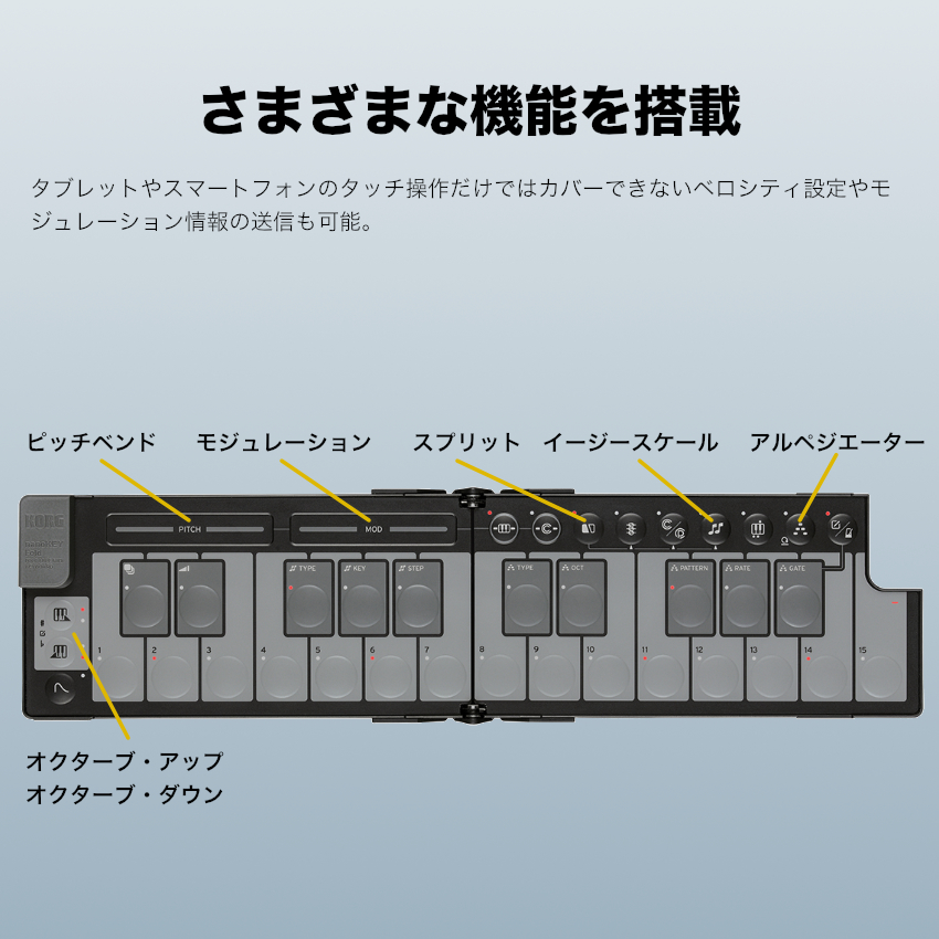 KORG MIDIキーボード nanoKEY Fold セミハードケース付き (BK/WH/SB/LO/AG 5色展開) モバイル | KORG | 06