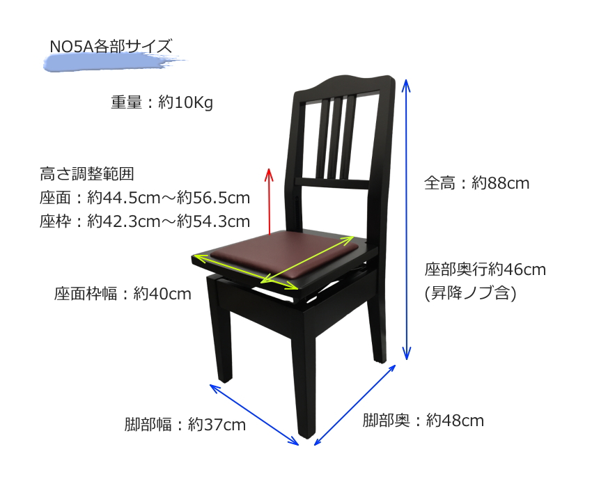 時間指定不可 5脚限定特価 ヤマハ ピアノ椅子 NO5A 背付きピアノ椅子