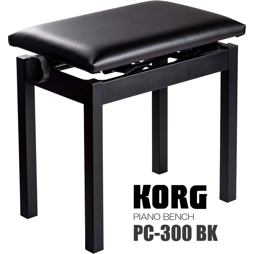 KORG ピアノ椅子 ブラック 角形ハンドル昇降「電子ピアノに最適 
