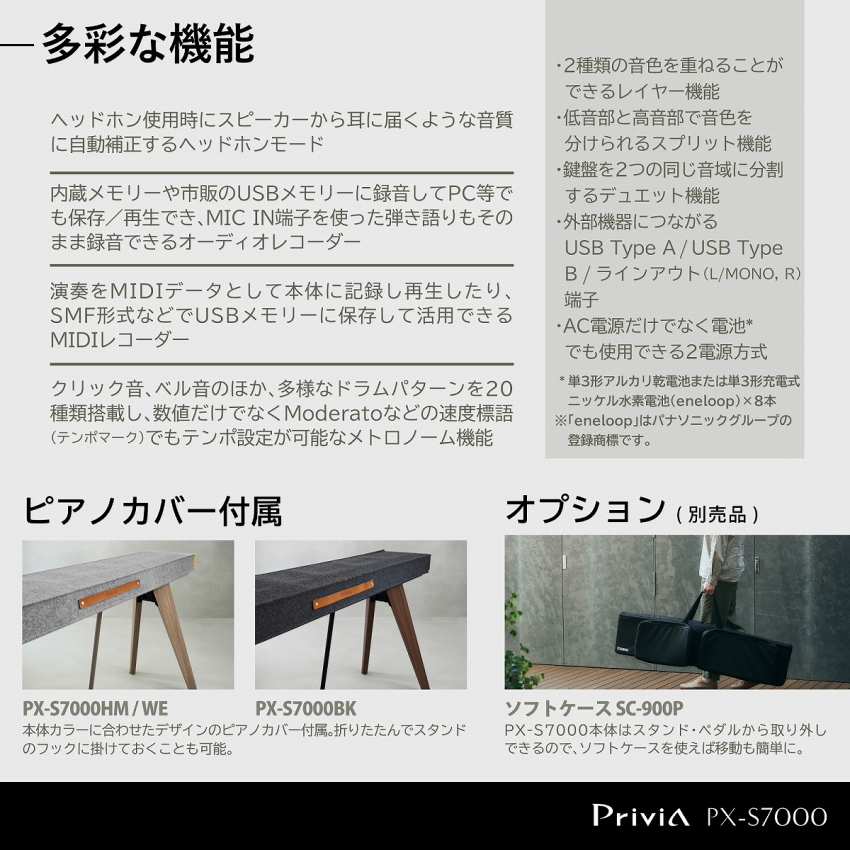 CASIO 電子ピアノ Privia PX-S7000HM ハーモニアスマスタード 新高低椅子＆防音マット大付き 88鍵盤 デジタルピアノ カシオ プリヴィア 爆買 | Privia（CASIO） | 09