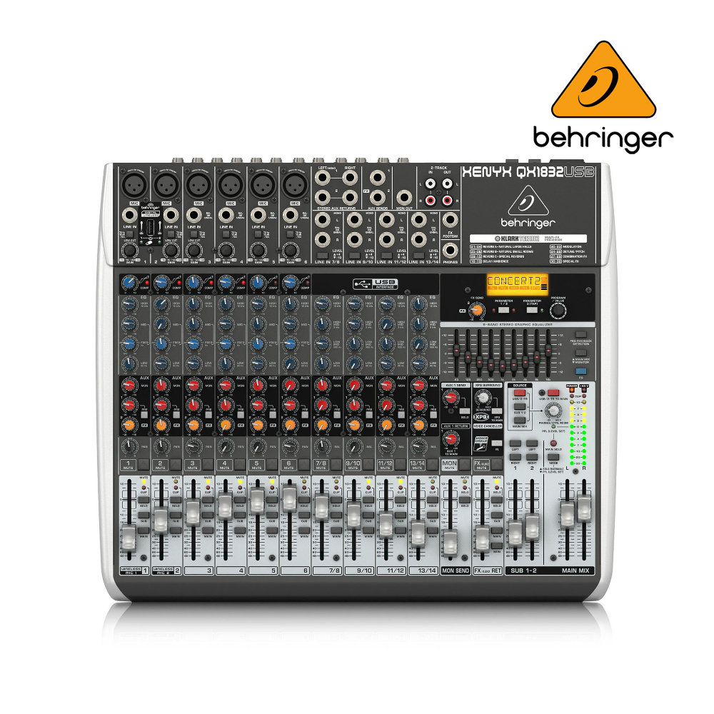 BEHRINGER 14ch アナログミキサー KLARK TEKNIK FX内蔵 QX1832USB XENYX