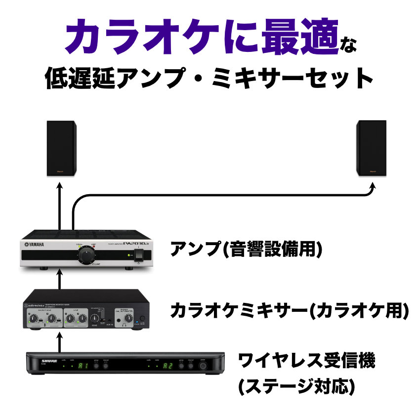 SHURE（シュア） ワイヤレスマイク2本 カラオケセット Klipsch製