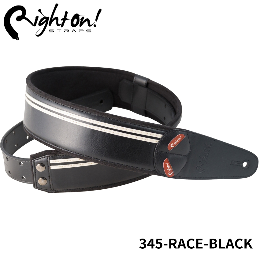 Right On! STRAPS MOJO Series RACE Black ギターストラップ レース