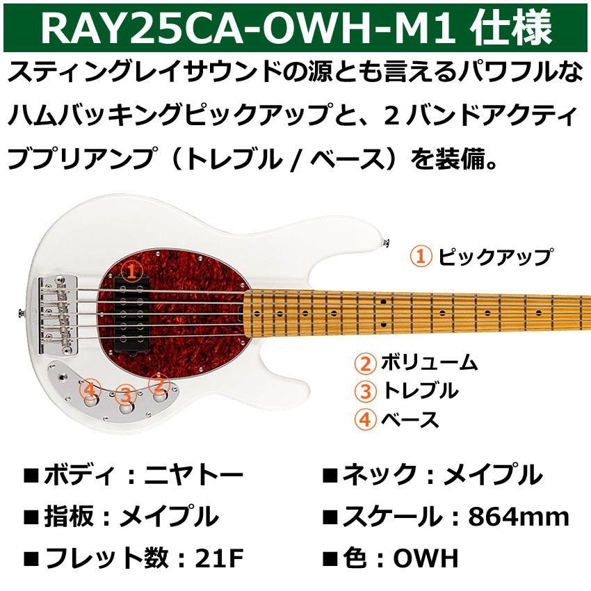 Sterling by MUSIC MAN 5弦ベース STINGRAY CLASSIC RAY25CA OWH エレキベース スティングレイ  スターリン : 072-ray25ca-owh-m1 : 楽器のことならメリーネット - 通販 - Yahoo!ショッピング