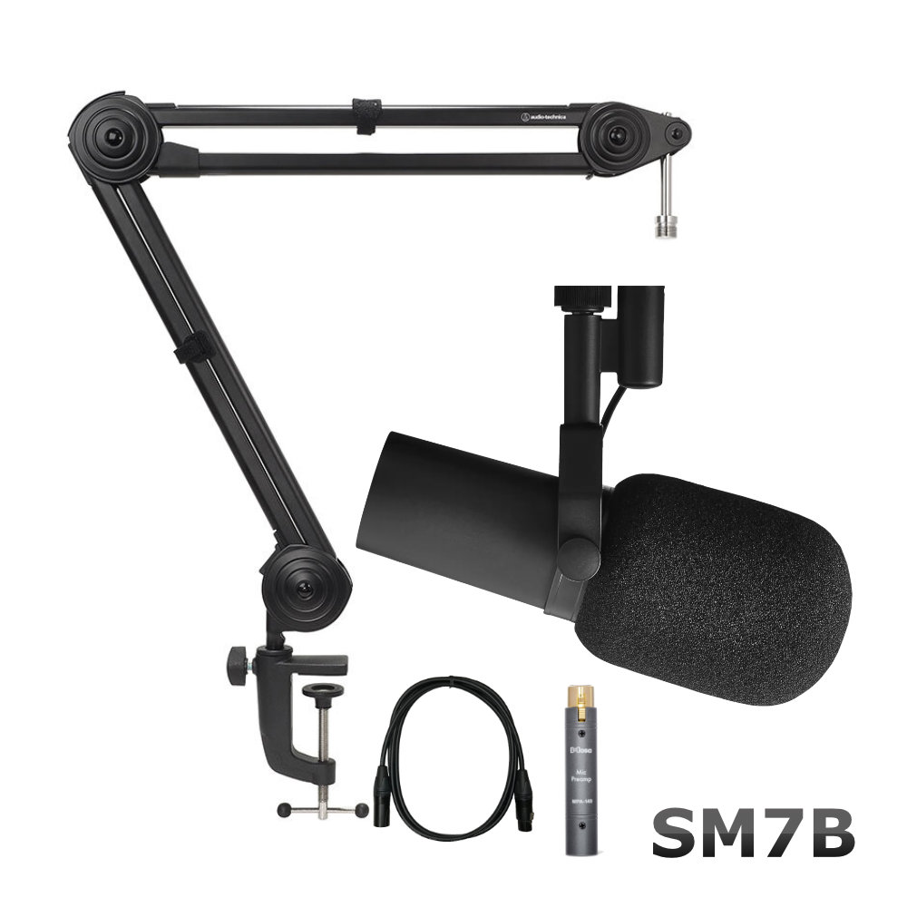 SHURE（シュア） SHURE SM7B + インラインプリアンプと頑丈なデスク