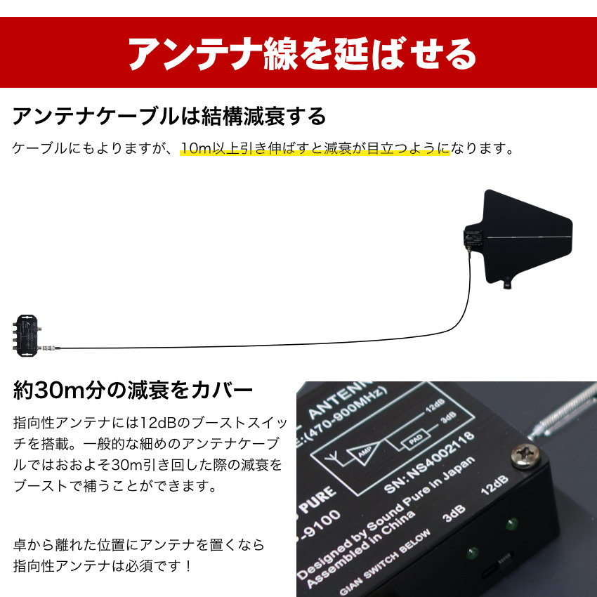 SOUNDPURE v8011s ワイヤレスマイク2本セット 指向性アンテナ付き アンテナケーブル5m 野外 イベント ステージ |  | 03