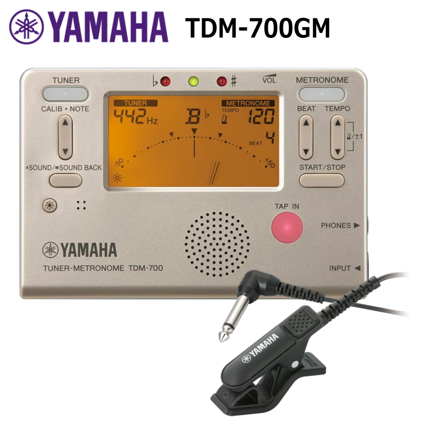 YAMAHAチューナーメトロノーム　TDM-700GM ゴールド  TDM-700G+チューナーマイク TM-30 BKセット ヤマハ｜merry-net