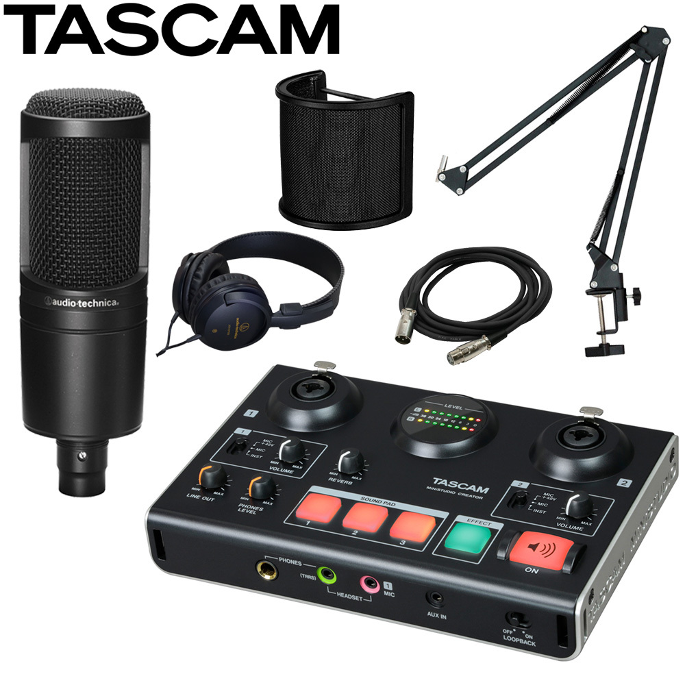 TASCAM US-42B + audio-technica AT2020 コンデンサーマイク