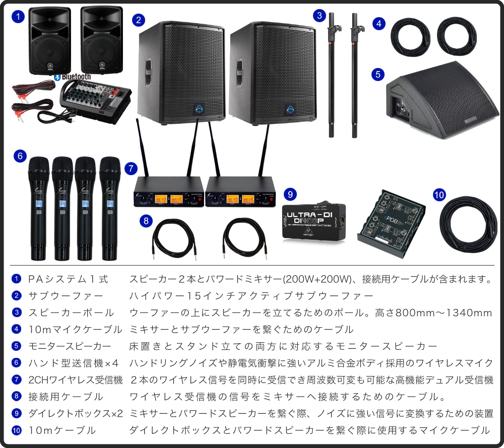 4chワイヤレスマイクセット（ポータブルPAシステム）の商品一覧