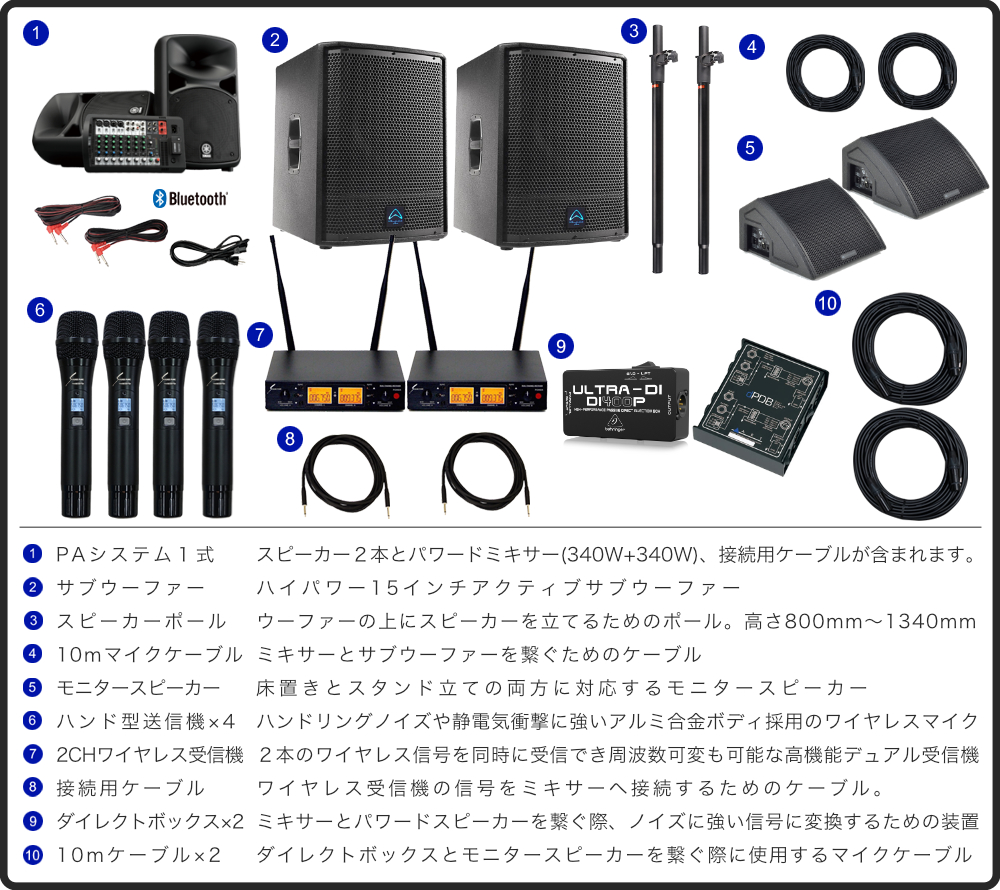 4chワイヤレスマイクセット（ポータブルPAシステム）の商品一覧