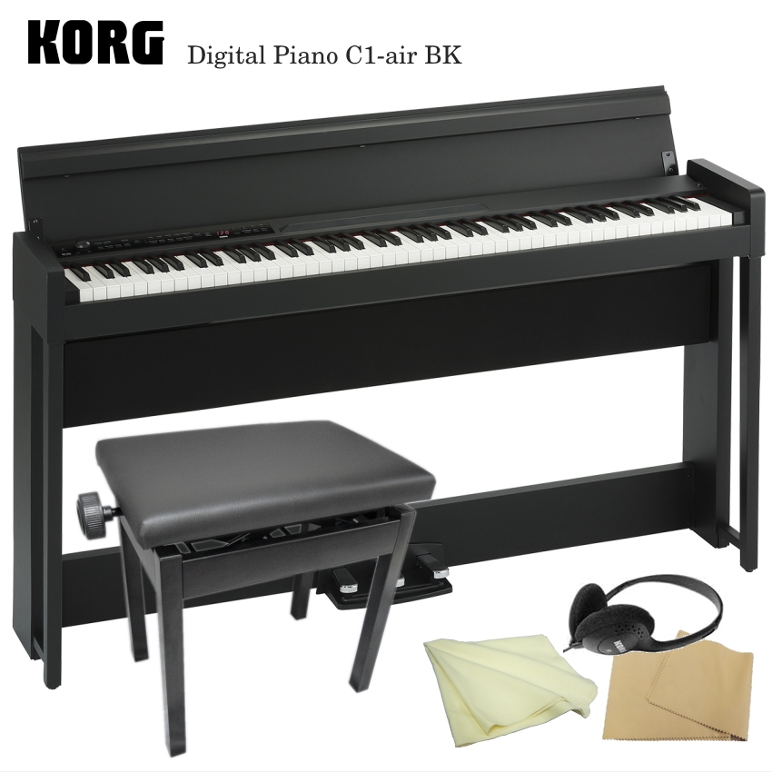 コルグ 電子ピアノ C1-air ブラック「角形ピアノ椅子付」KORG C1-air BK【Bluetooth対応】｜merry-ys2