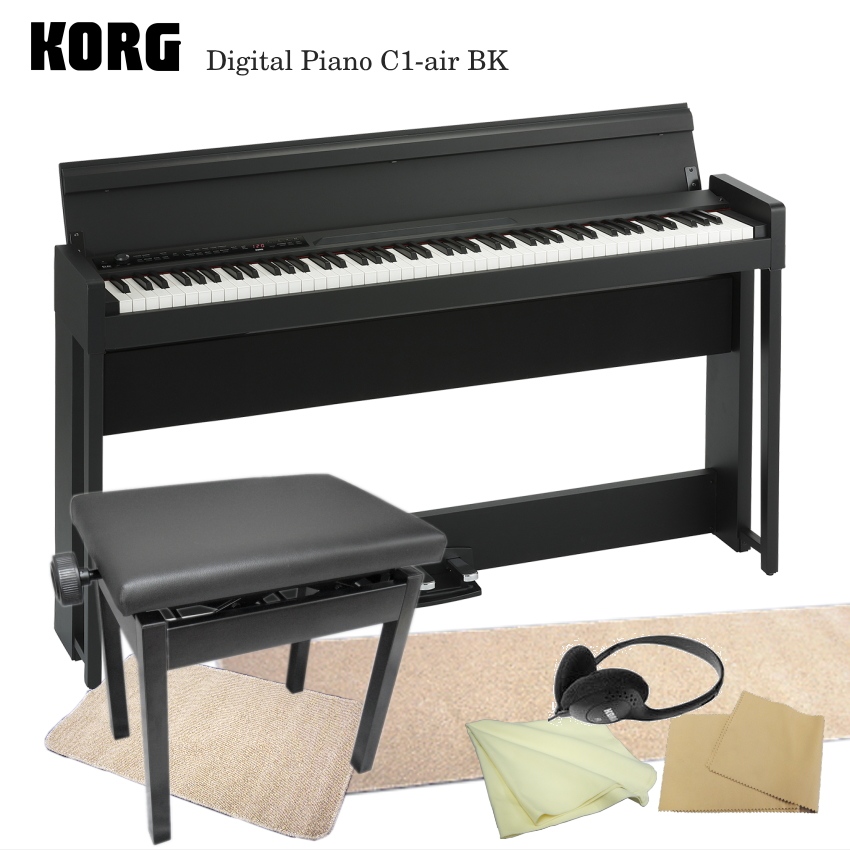 KORG（コルグ） 電子ピアノ C1-air ブラック「本体と椅子のマット付