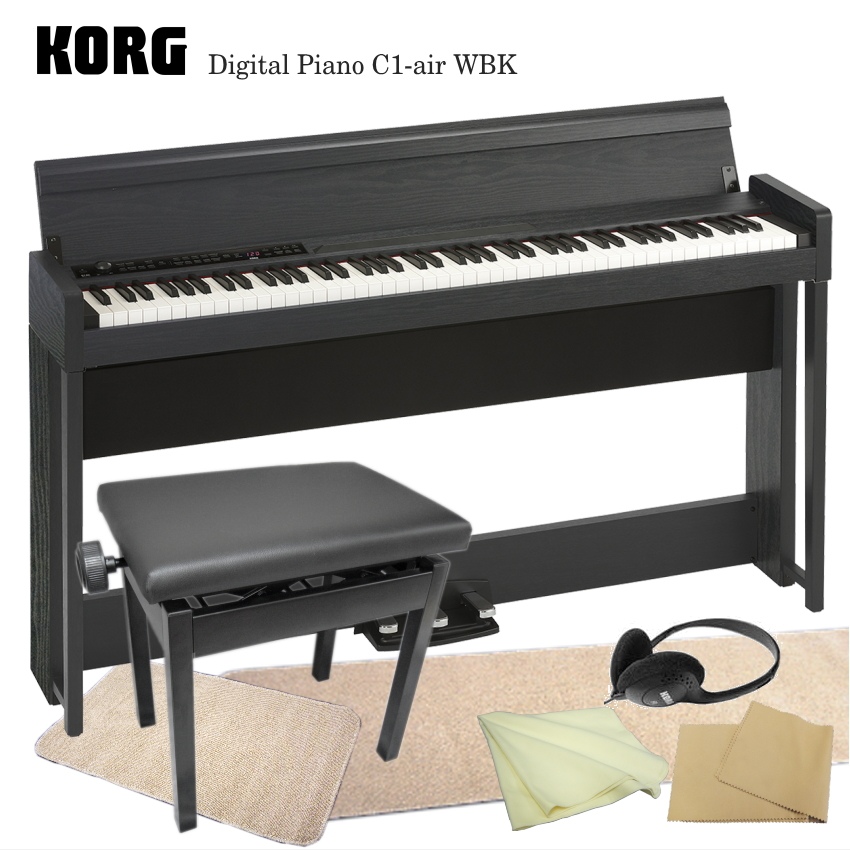 コルグ 電子ピアノ C1-air ウッデンブラック「本体と椅子のマット付」KORG C1-air WBK【Bluetooth対応】｜merry-ys2
