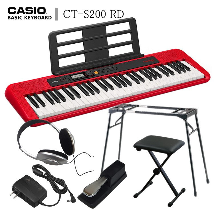 ベーシックキーボード（CASIO） CASIO CT-S200RD レッド 「テーブル型