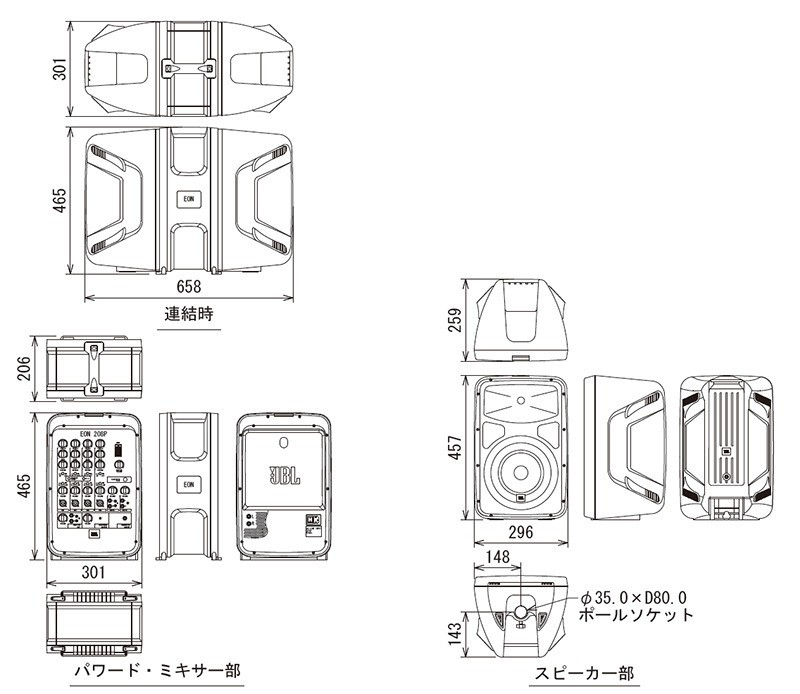 JBL 簡易PAセット EON208P + ワイヤレスマイク/ヘッドマイクセット_4