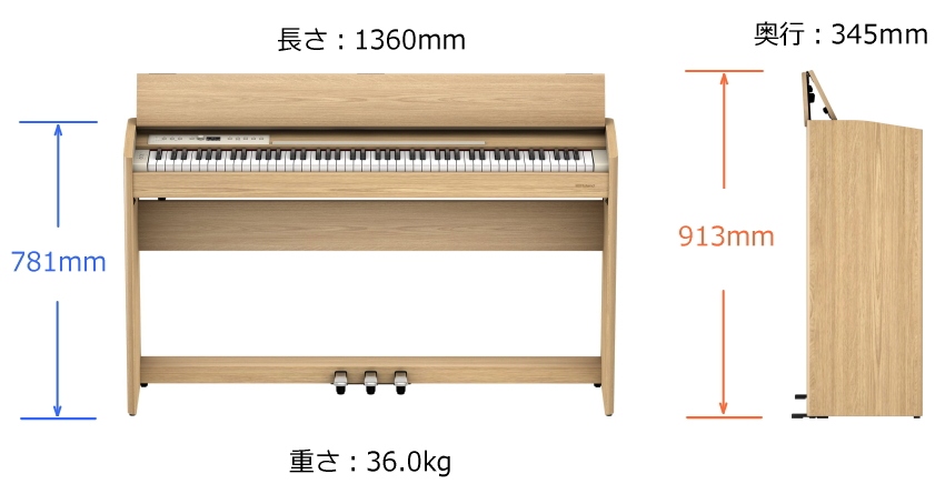 日本販売店舗 運送・設置付■ローランド F701 ライトオーク調 Roland 電子ピアノ F701 LA「良いヘッドホンとローランド防振マットHPM-10付き」