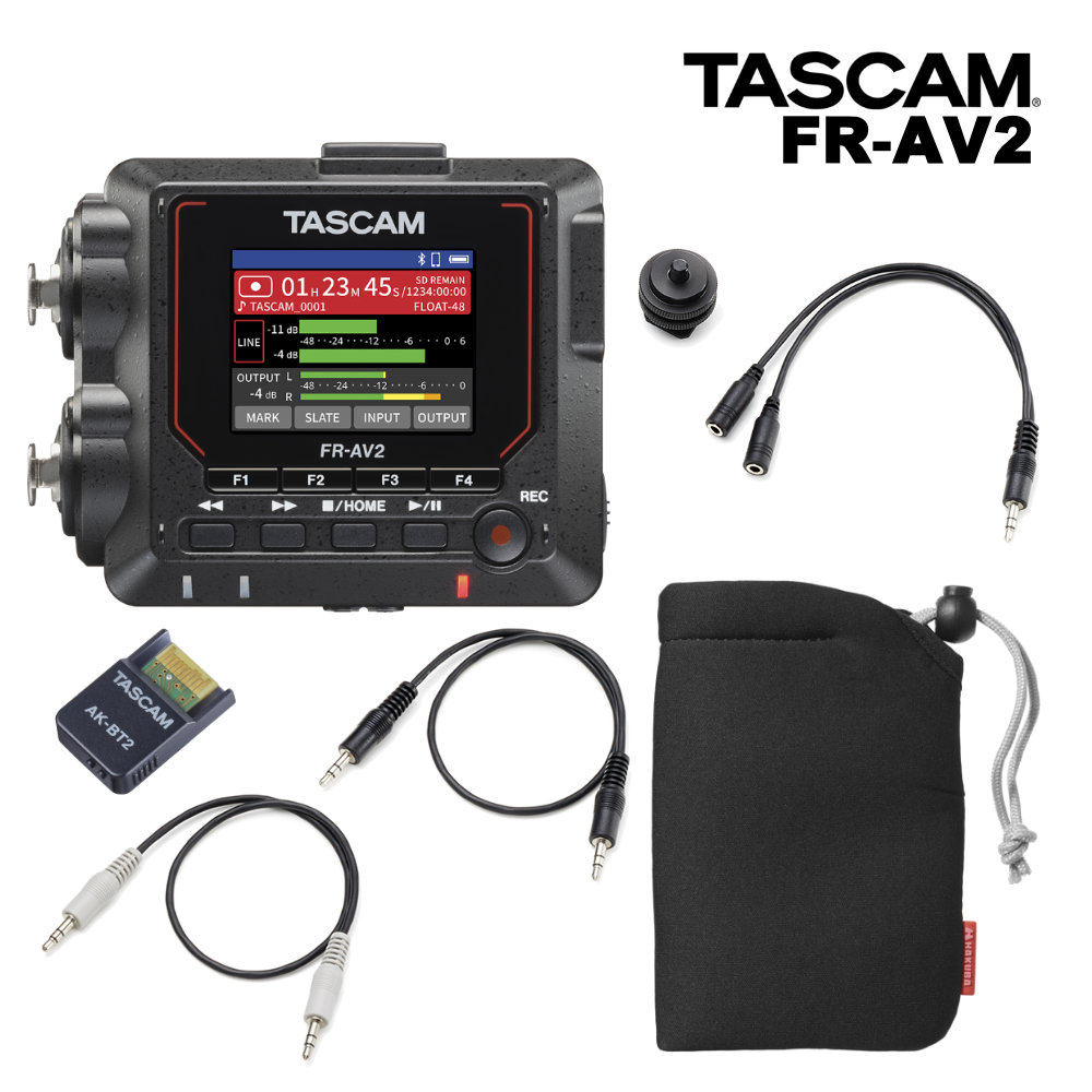 TASCAM FR-AV2 レコーダー本体 + スプリッターケーブル、AK-BT2付き お
