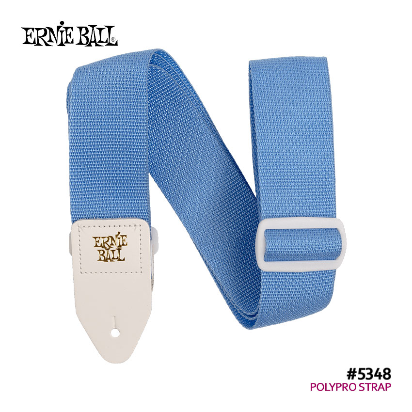 ERNiE BALL ギターストラップ POLYPRO STRAPS #5348 SOFT BLUE w/WHITE ソフトブルー アーニーボール｜merry-ys3