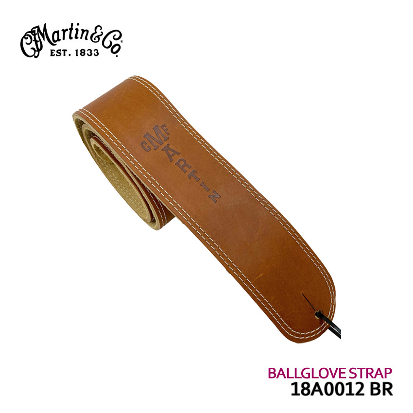 Martin ギターストラップ BALL GLOVE LEATHER STRAP 18A0012 BR ブラウン レザーストラップ マーチン :18A0012:福山楽器センターYS店