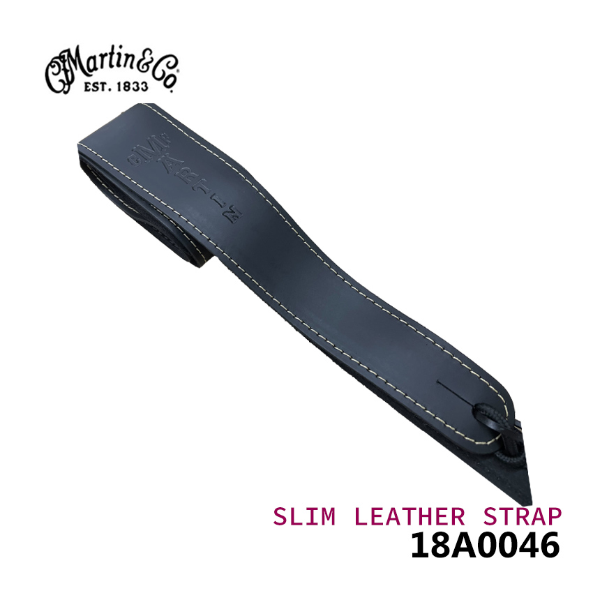 Martin ギターストラップ SLIM LEATHER STRAP 18A0046 BK ブラック レザーストラップ マーチン｜merry-ys3