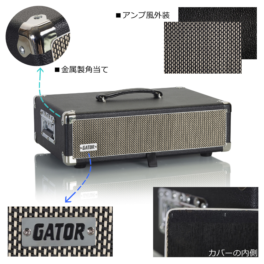 GATOR アンプ風ラックケース 2U/ビンテージ風・黒 GR-RETRORACK-2BKの画像