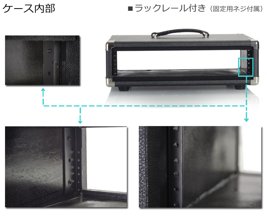 GATOR アンプ風ラックケース 2U/ビンテージ風・黒 GR-RETRORACK-2BKの画像