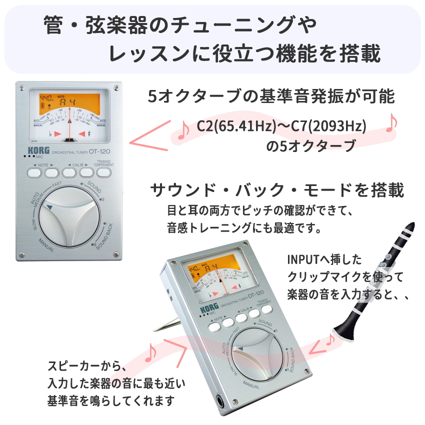 KORG（コルグ） オーケストラチューナー ケース＆クリップマイク付 OT