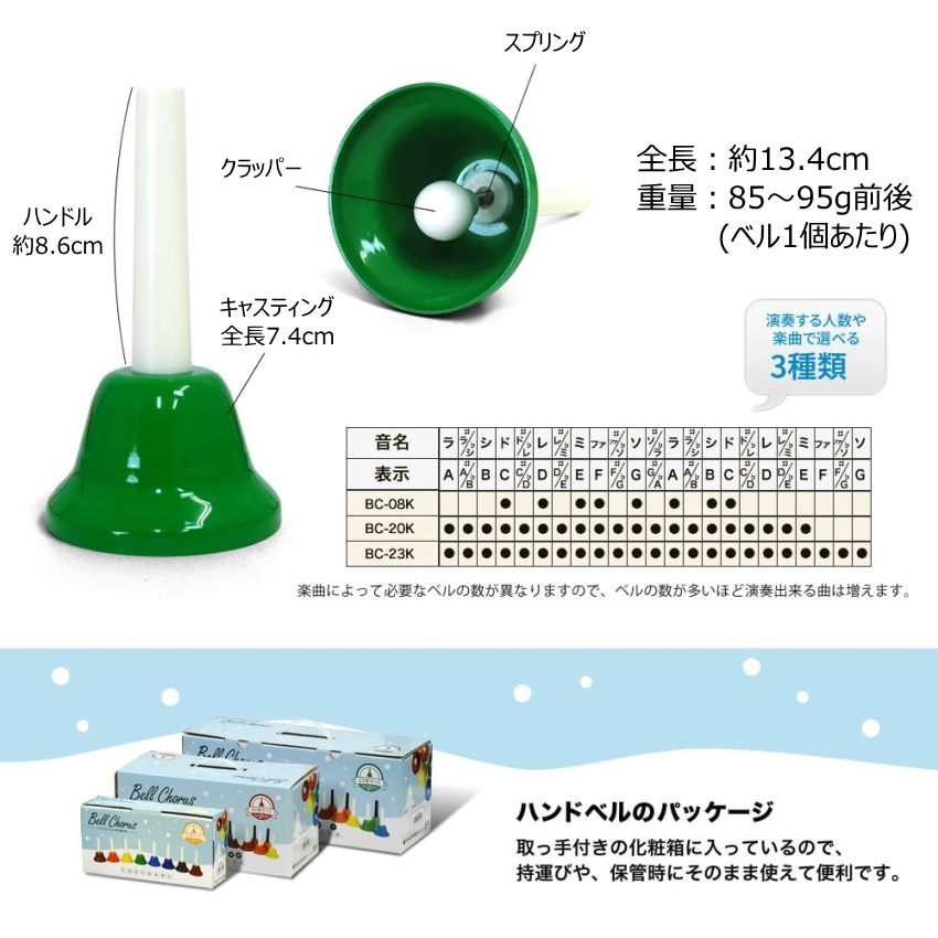キョーリツミュージックベル♡︎ケース付き キョーリツ KC ミュージックベル ハンドベル カラー 20音 ソフトケース