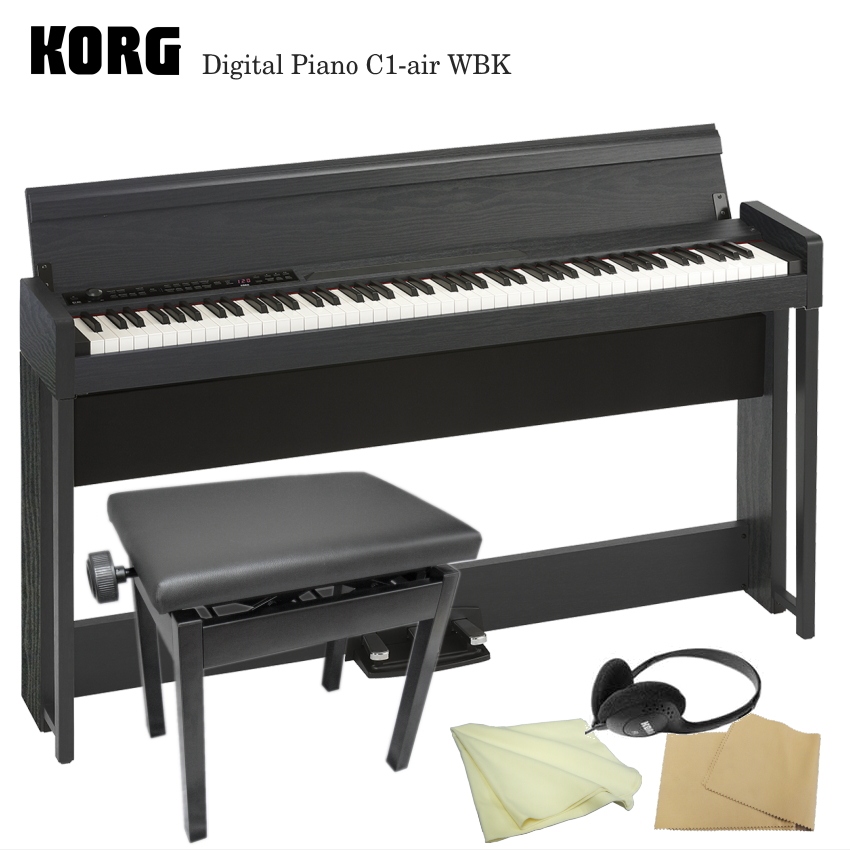 KORG（コルグ） 電子ピアノ C1-air ウッデンブラック「角形ピアノ椅子 