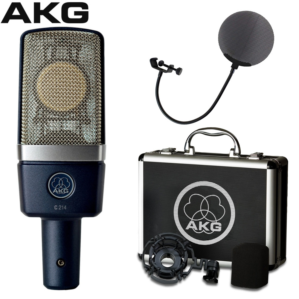 AKG C214 コンデンサーマイク ハードケース付き AKG アーカーゲー マイク C214 コンデンサーマイク + メタルポップ