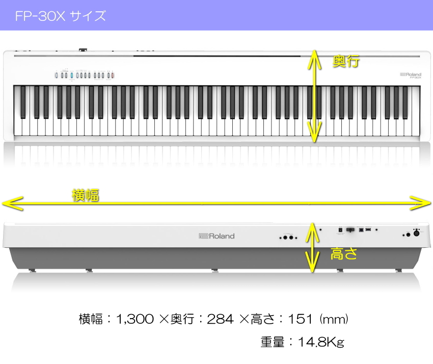 Roland FP-30X ホワイト 電子ピアノ Roland FP-30X WH 電子ピアノ 88鍵盤 専用スタンド・高低自在