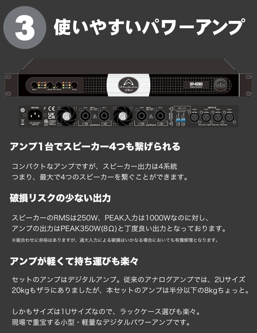 JBL スピーカー4台セットとアンプ JBL（ジェイビーエル） フロアモニタースピーカー 4台 + パワーアンプ
