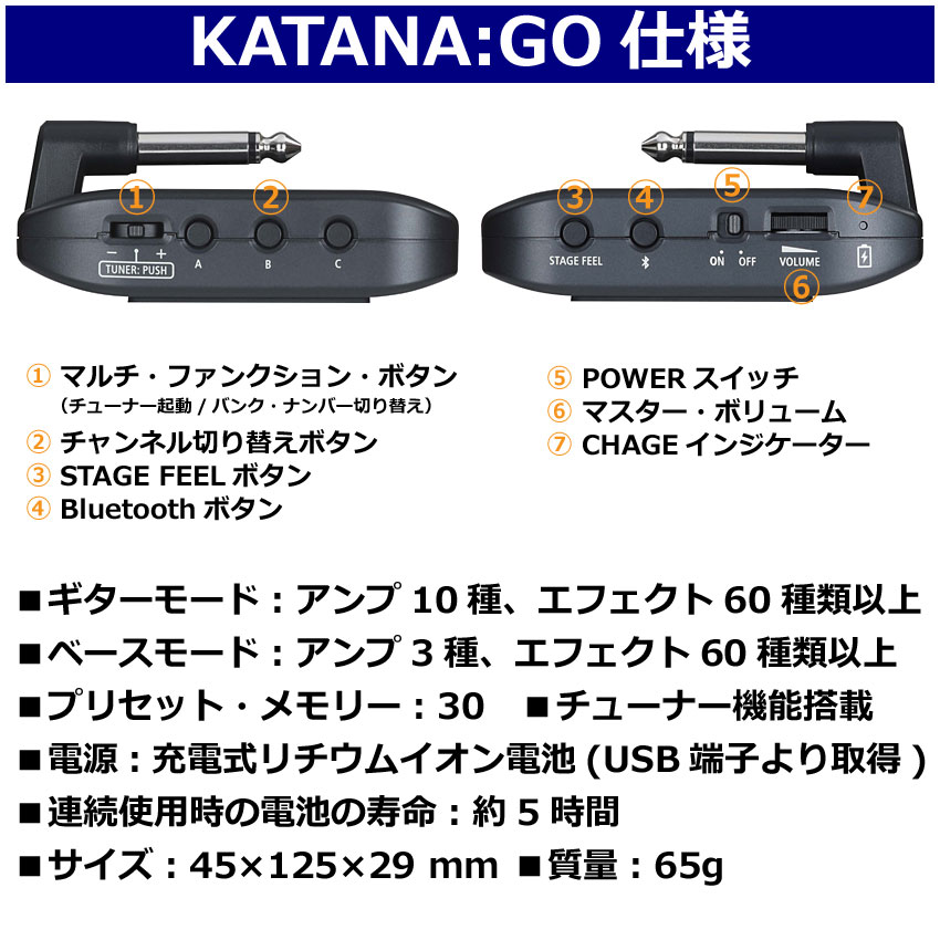 BOSS ヘッドホンアンプ AC充電器＆イヤホンセット KATANA:GO KTN-GO2