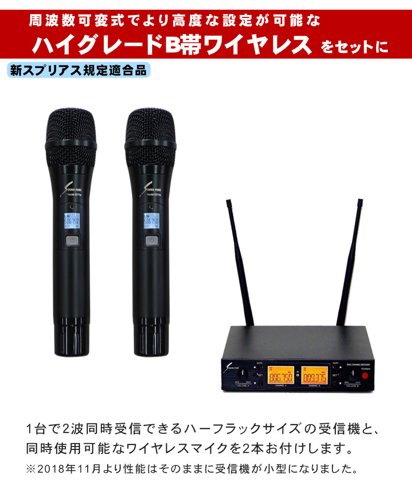 スピーカー4本 ワイヤレスマイク2本付き 野外...の詳細画像3
