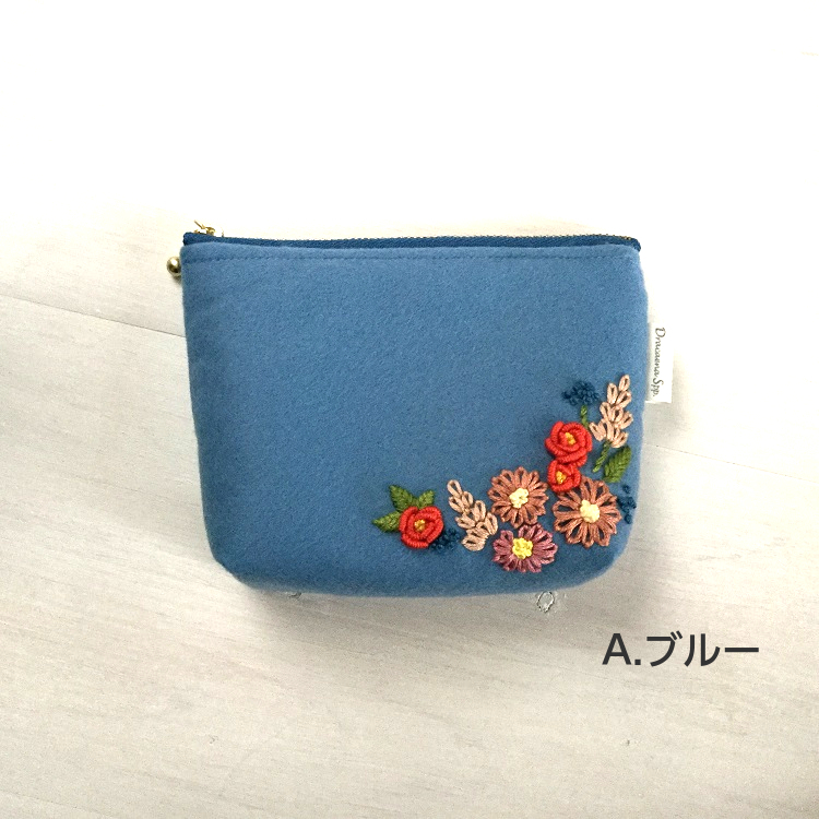刺繍入りフェルトポーチ・エイミー☆Dracaena Spp./おしゃれな