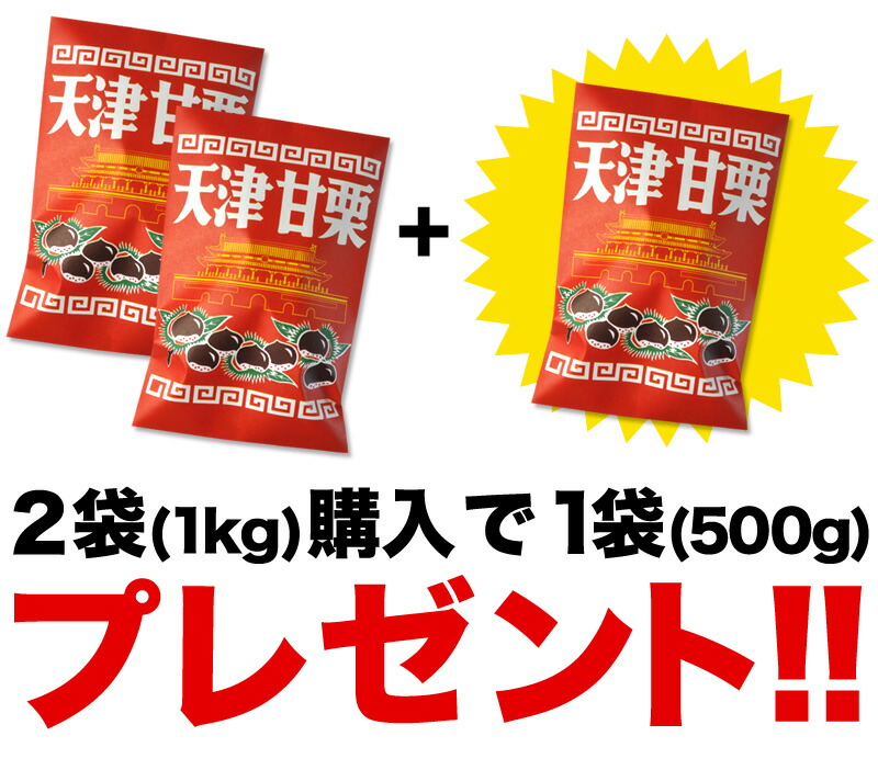 甘栗 天津 新栗 無添加 大粒 約500g 2袋同時購入で1袋 オマケ ポイント消化 2〜3営業日以内に出荷 送料無料 【SALE／62%OFF】