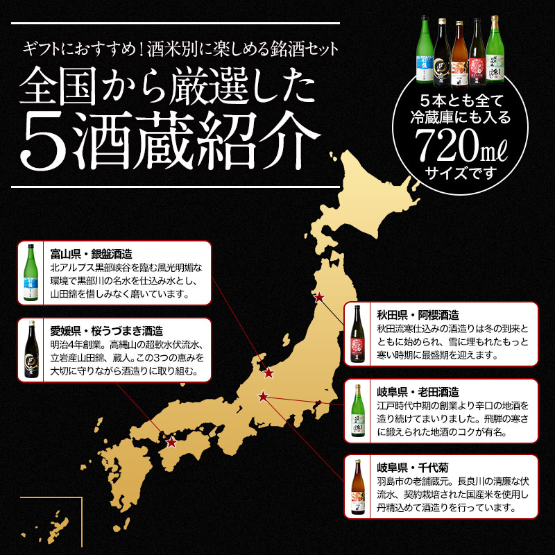 大吟醸 飲み比べ720ml 5本組セット